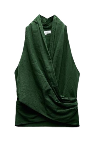 Gedrapeerde Linnen Top - Smaragdgroen