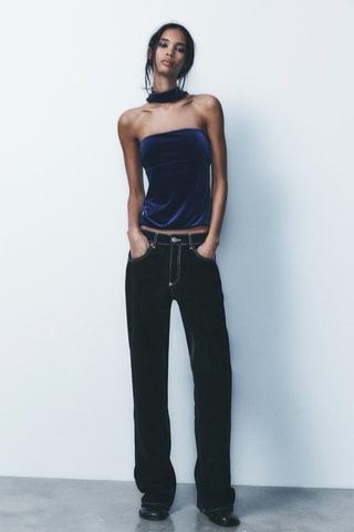 Velours Top - Marineblauw