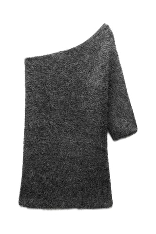 Alpacawollen asymmetrische top - Donkergrijs