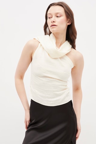 Asymmetrische Linnen Top - Ecru