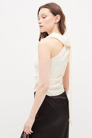 Asymmetrische Linnen Top - Ecru