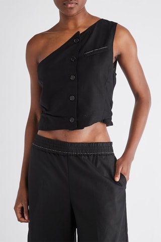 Asymmetrisch crop top - Zwart