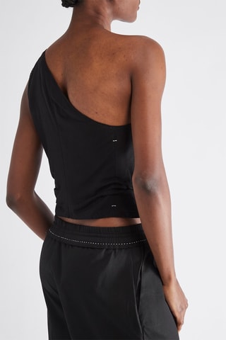 Asymmetrisch crop top - Zwart