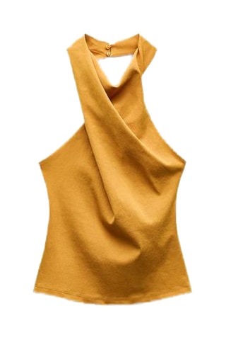 Gedrapeerde Top - Mosterdgeel