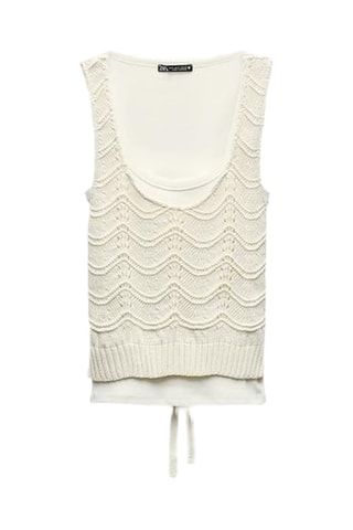 Top met trompe-l’œil - Ecru