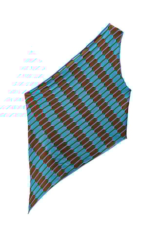 Asymmetrische Top Turquoise en Bruin