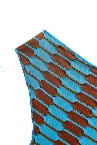 Asymmetrische Top Turquoise en Bruin