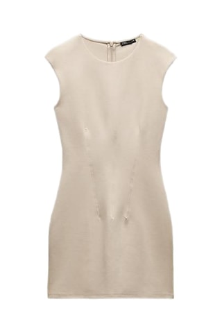 Nauwaansluitende Jurk - Lichtbeige