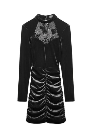 Nauwaansluitende Velours Jurk - Zwart