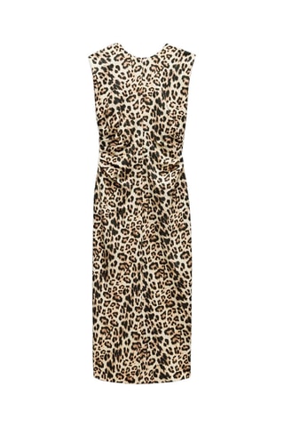 Linnen Nauwaansluitende Jurk - Beige en Zwart