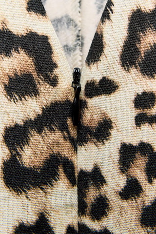 Linnen Nauwaansluitende Jurk - Beige en Zwart