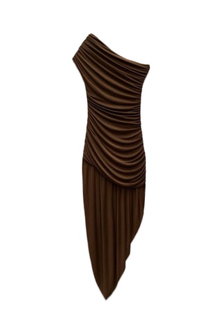 Asymmetrische jurk - Bruin