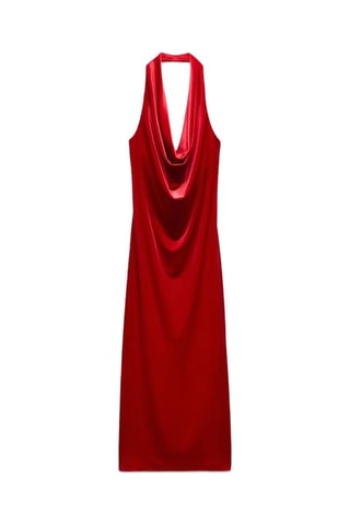 Rechte Velours Jurk - Rood