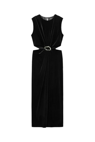 Rechte Velours Jurk - Zwart