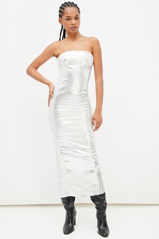 Strapless Jurk Zilverkleurig