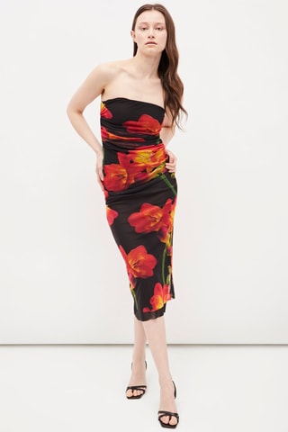 Strapless Jurk Rood en Zwart
