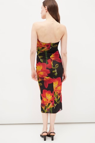 Strapless Jurk Rood en Zwart