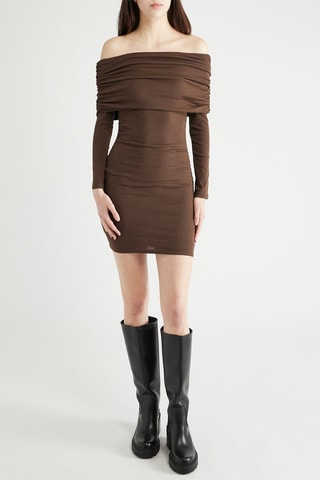 Nauwaansluitende Jurk - Bruin