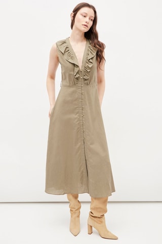 Linnen Blouse-jurk Taupe