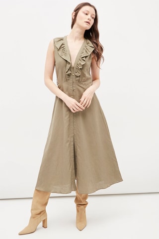 Linnen Blouse-jurk Taupe