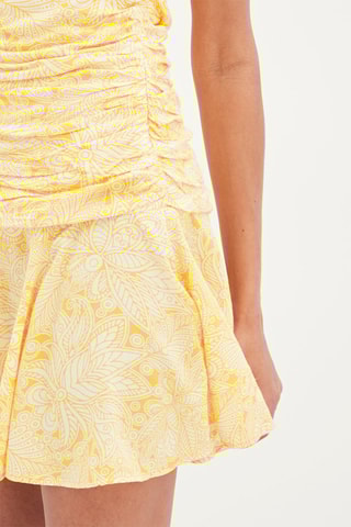 Jurk met Ruches Geel en Wit