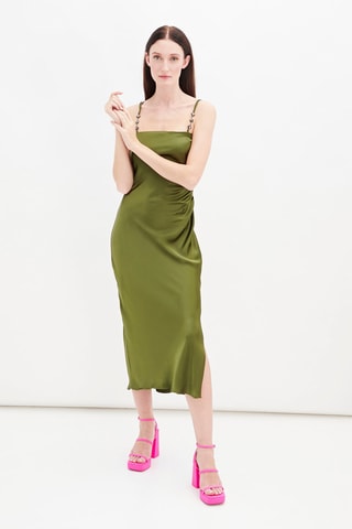 Gedrapeerde Jurk Olijfgroen