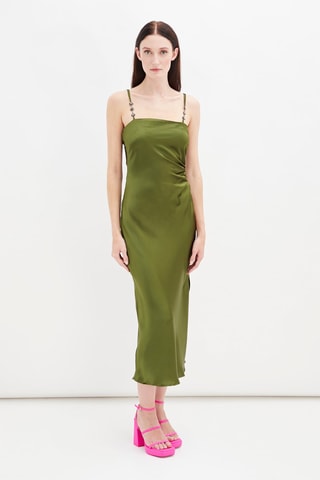 Gedrapeerde Jurk Olijfgroen
