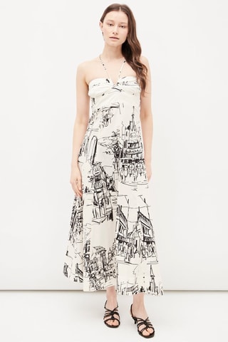 Lange Jurk Ecru en Zwart