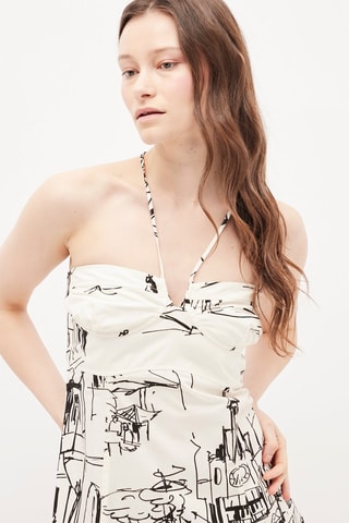 Lange Jurk Ecru en Zwart