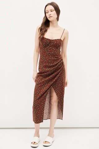 Linnen Midi-jurk Camel