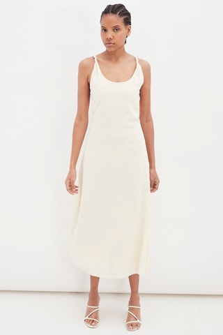 Linnen Midi-jurk Ecru