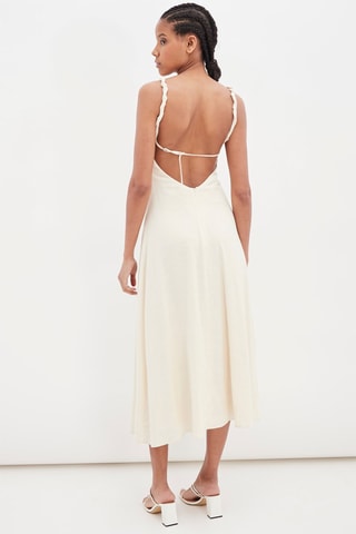 Linnen Midi-jurk Ecru