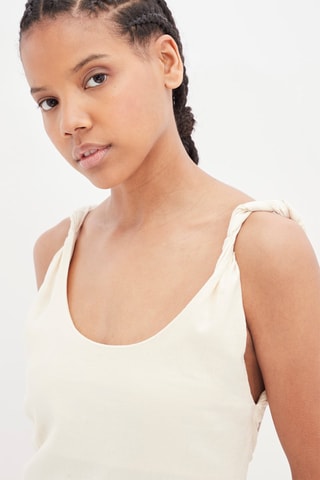 Linnen Midi-jurk Ecru