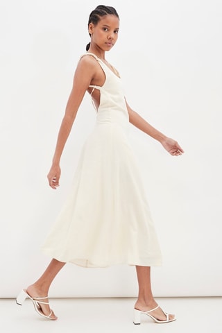 Linnen Midi-jurk Ecru