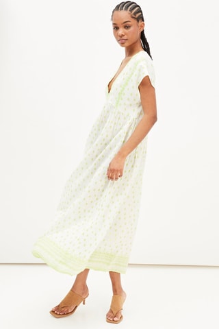 Kaftanjurk Wit en Goudkleurig