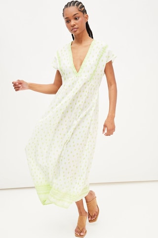 Kaftanjurk Wit en Goudkleurig