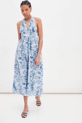 Midi-jurk Blauw en Wit