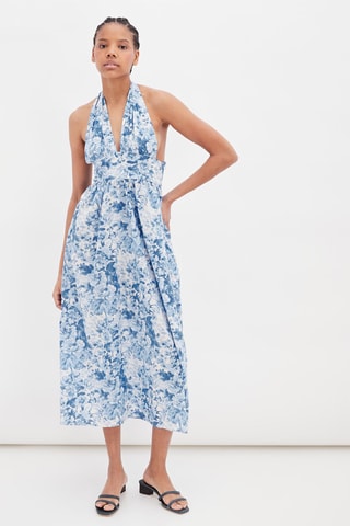 Midi-jurk Blauw en Wit