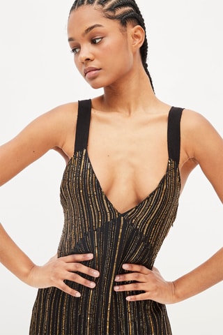 Lange Jurk Zwart en Goudkleurig