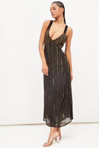 Lange Jurk Zwart en Goudkleurig