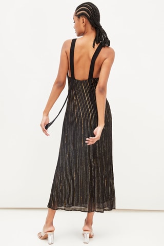 Lange Jurk Zwart en Goudkleurig