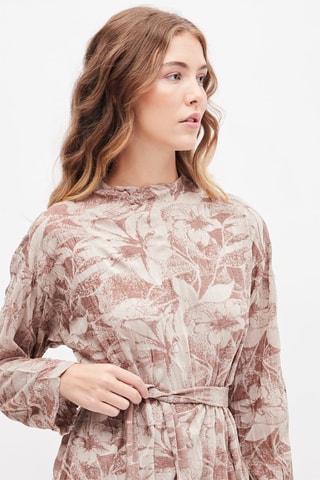 Midi-jurk Bruin en Wit