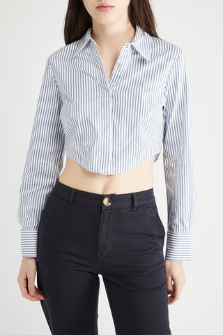 Korte Blouse - Lichtblauw en Wit