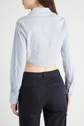 Korte Blouse - Lichtblauw en Wit