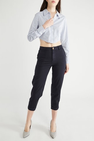 Korte Blouse - Lichtblauw en Wit