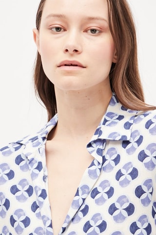 Linnen Blouse Blauw en Wit