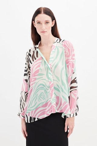 Blouse Fuchsia en Zwart