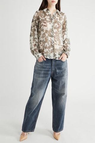 Blouse - Wit en Beige