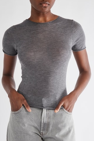 Wollen en Zijden T-shirt - Grijs