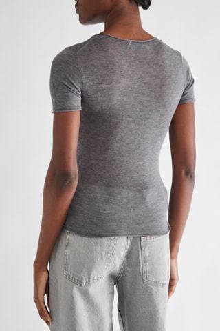 Wollen en Zijden T-shirt - Grijs